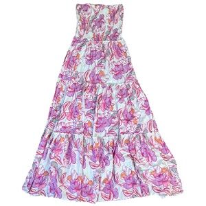 Abel the Label Anthropologie Women’s Size Large Strapless Maxi Dress White Pink